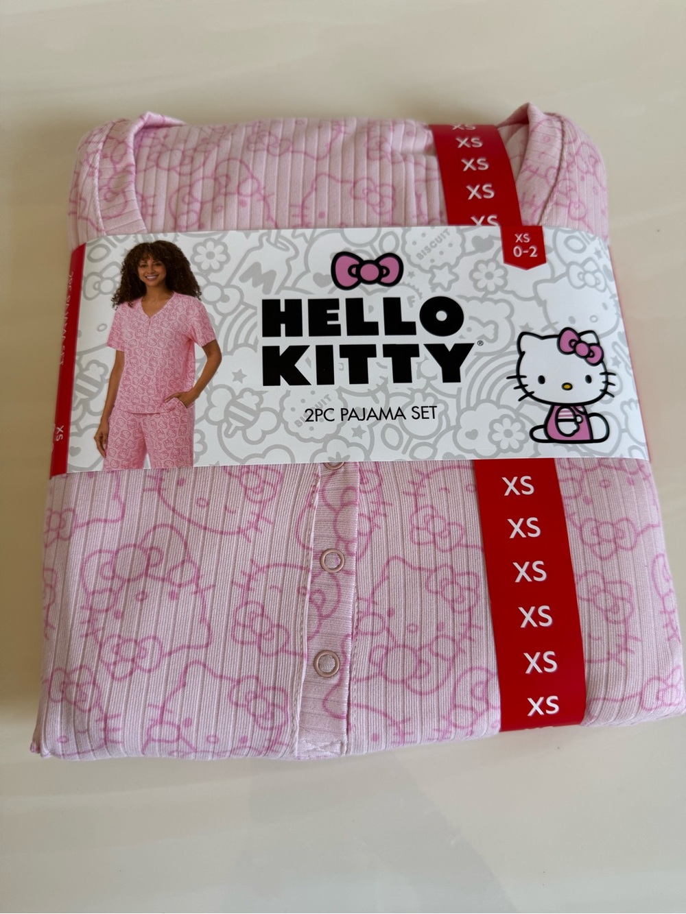 New Hello Kitty Pink Two-Piece Adult Pajama Set - XS
